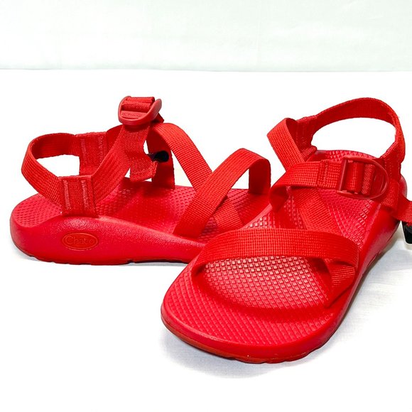 Chaco Women's Size 7 Hiking Sandals Sport Strappy Red Toe Loop Water - Picture 3 of 4